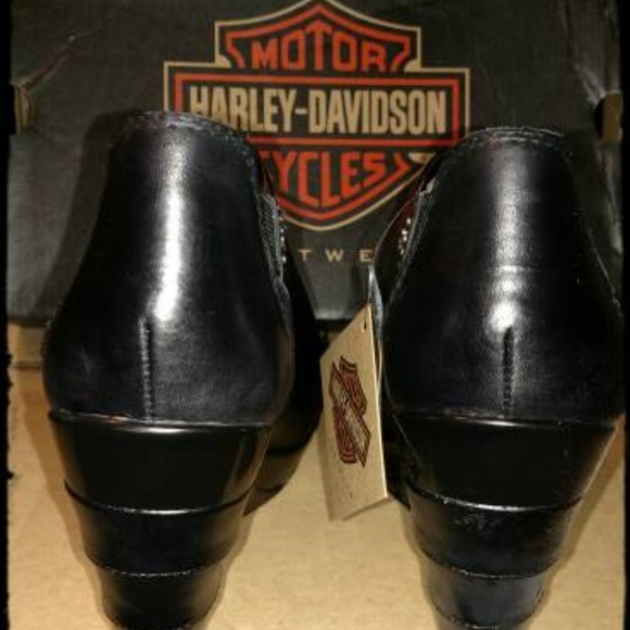 Ladies Harley Davidson Black Wedge Sandals - Picture 5 of 7